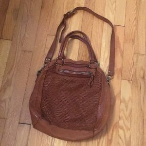 Classic Italian Leather Cognac Crossbody Shoulder Bag